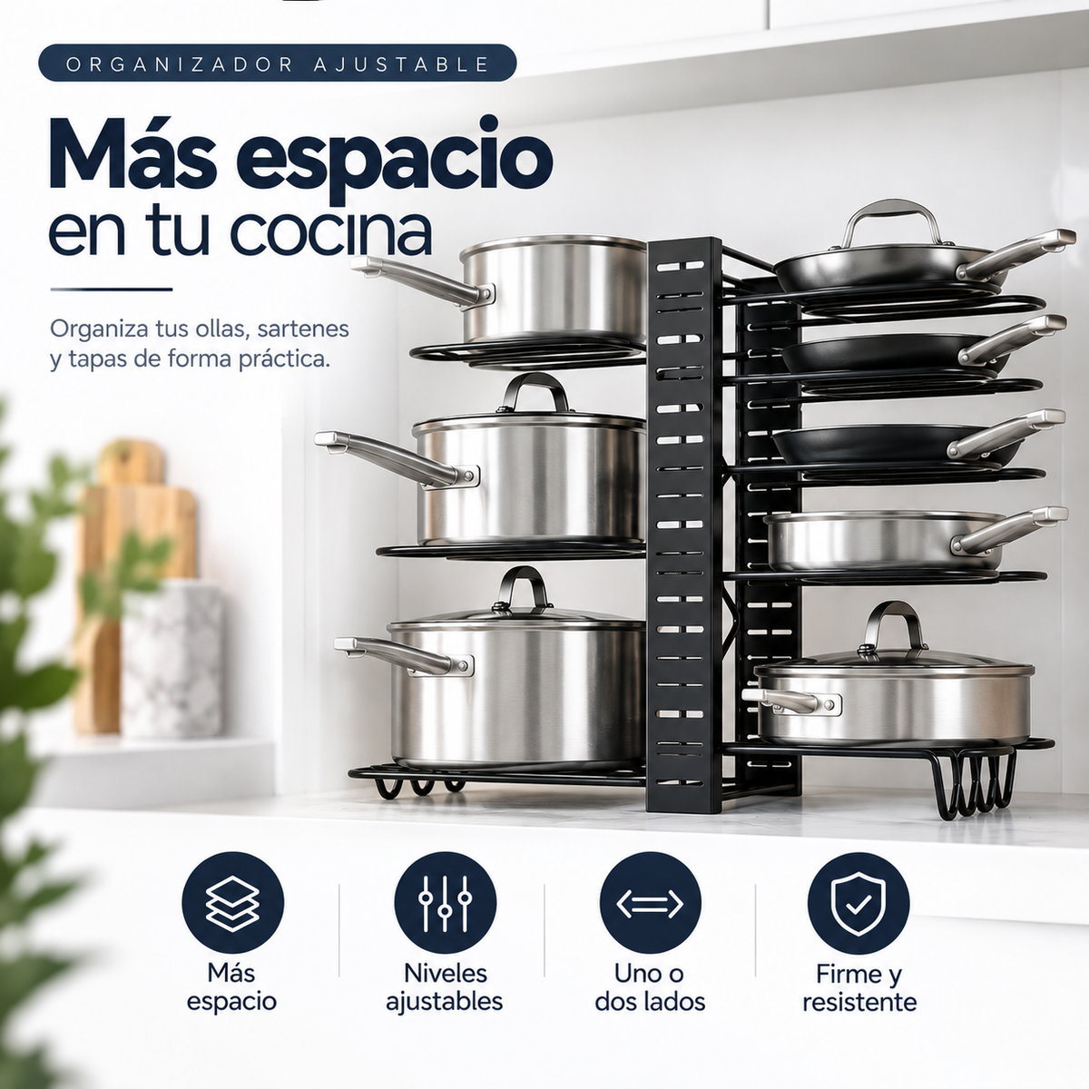Organizador Ajustable para Ollas y Sartenes